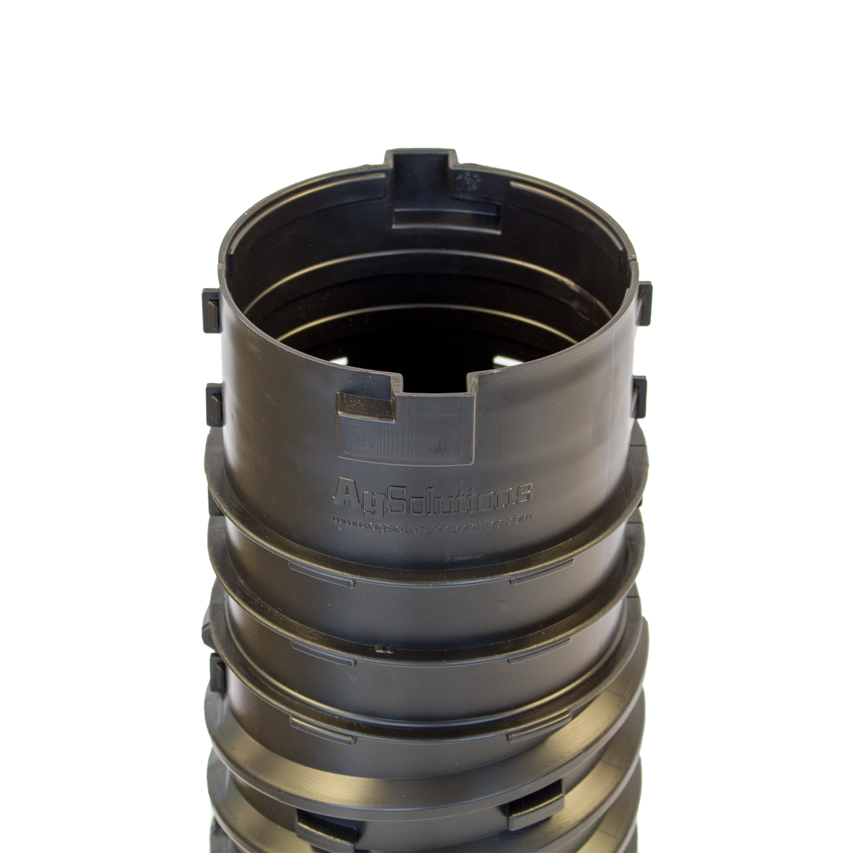 Close-up view of the clip pocket for attaching the Adjustable Inlet to tees and risers