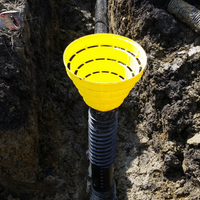 Adjustable Inlet installed in the field, as an example application. The inlet is installed in a Tee section, with a Quick Drain Lo Profile as the surface inlet.